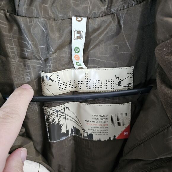 Burton Concert Birds On A Wire Hooded Snow Jacket Cream/Brown Womens Medium - Picture 4 of 12